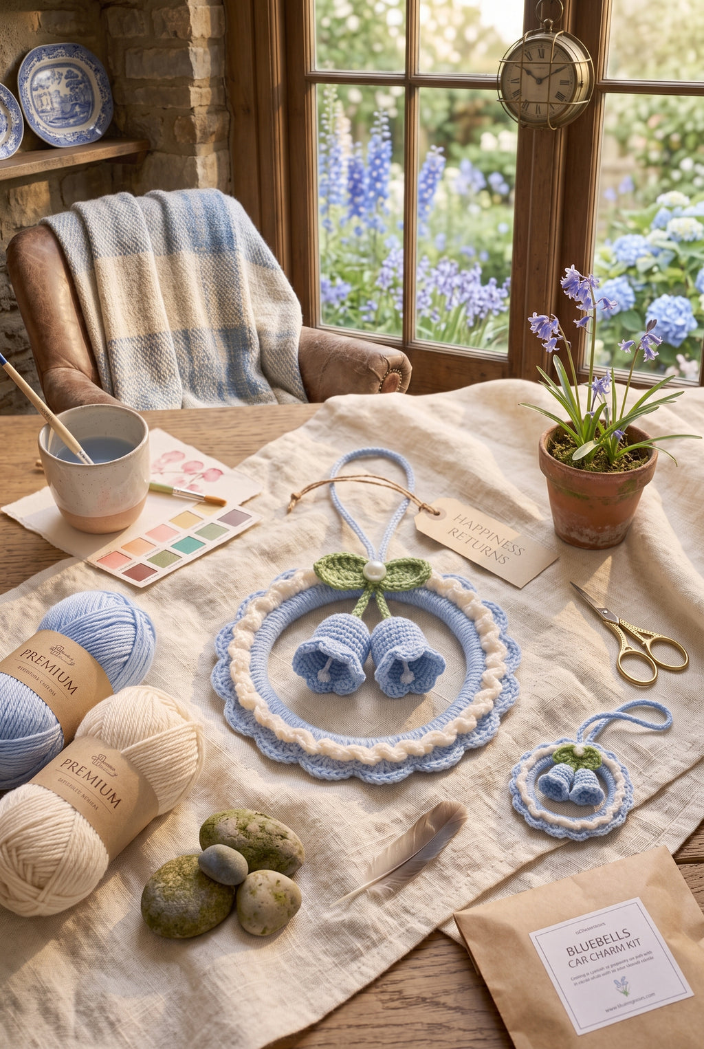 DIY Lily of the Valley Wreath Crochet Kit | Beginner Floral Car Charm & Spring Gift