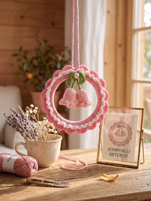 DIY Lily of the Valley Wreath Crochet Kit | Beginner Floral Car Charm & Spring Gift