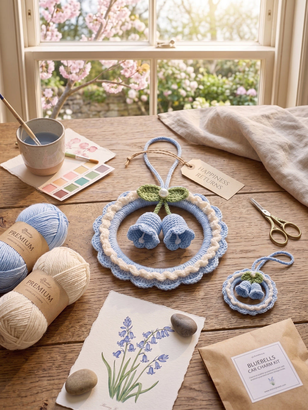 DIY Lily of the Valley Wreath Crochet Kit | Beginner Floral Car Charm & Spring Gift
