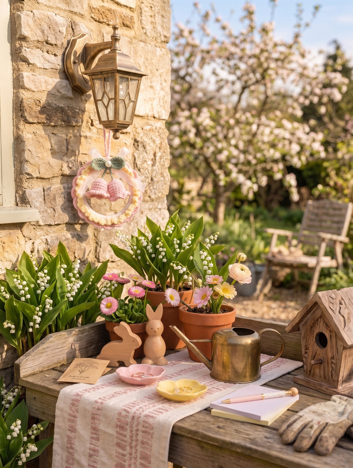 DIY Lily of the Valley Wreath Crochet Kit | Beginner Floral Car Charm & Spring Gift
