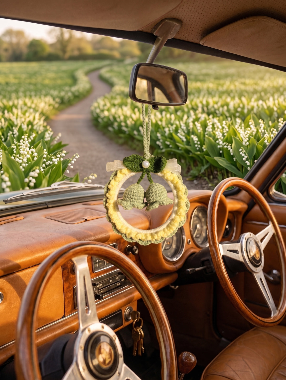 DIY Lily of the Valley Wreath Crochet Kit | Beginner Floral Car Charm & Spring Gift