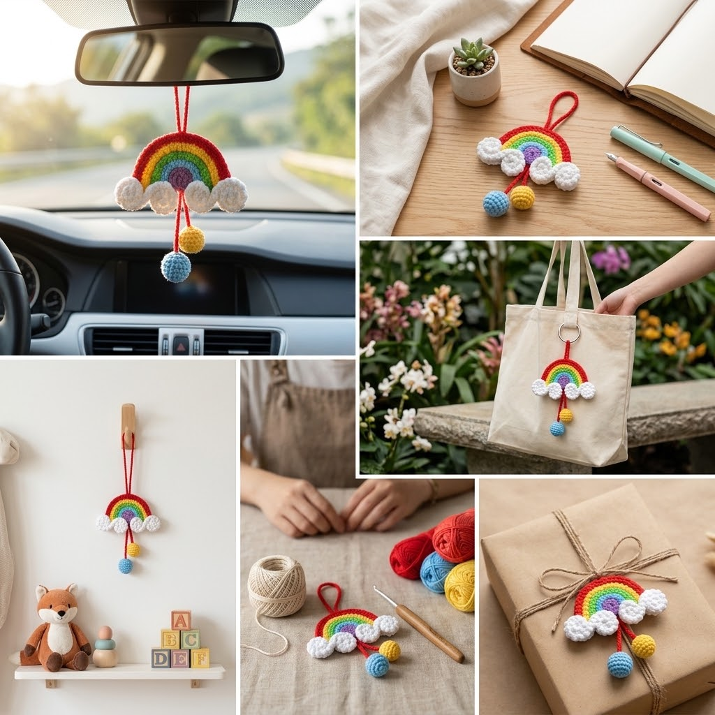 DIY Crochet Rainbow Car Charm & Keychain Kit
