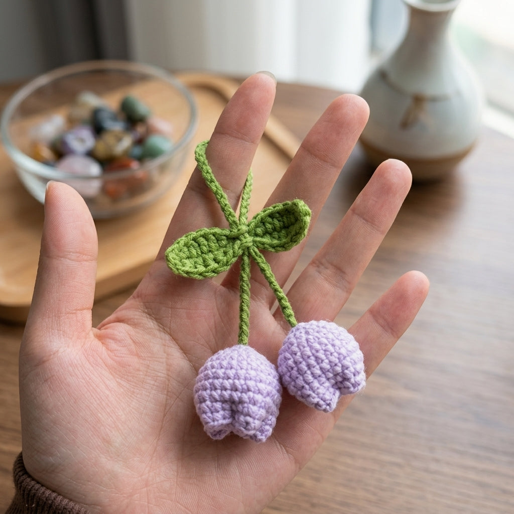 Handmade Crochet Tulip Charm – DIY Pastel Contrast Floral Keychain & Bag Accessory