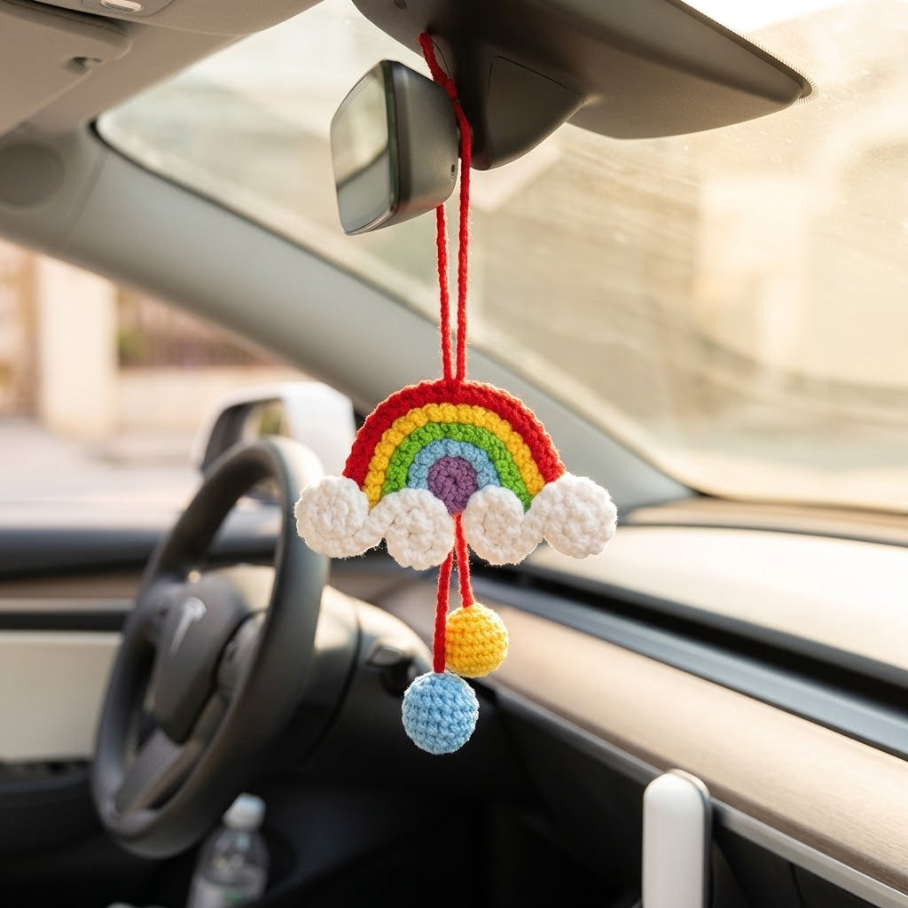 DIY Crochet Rainbow Car Charm & Keychain Kit